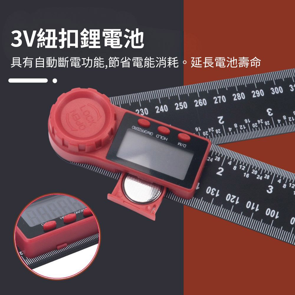 Digital angle ruler &ndash; black/red (plastic) 300mm, , large