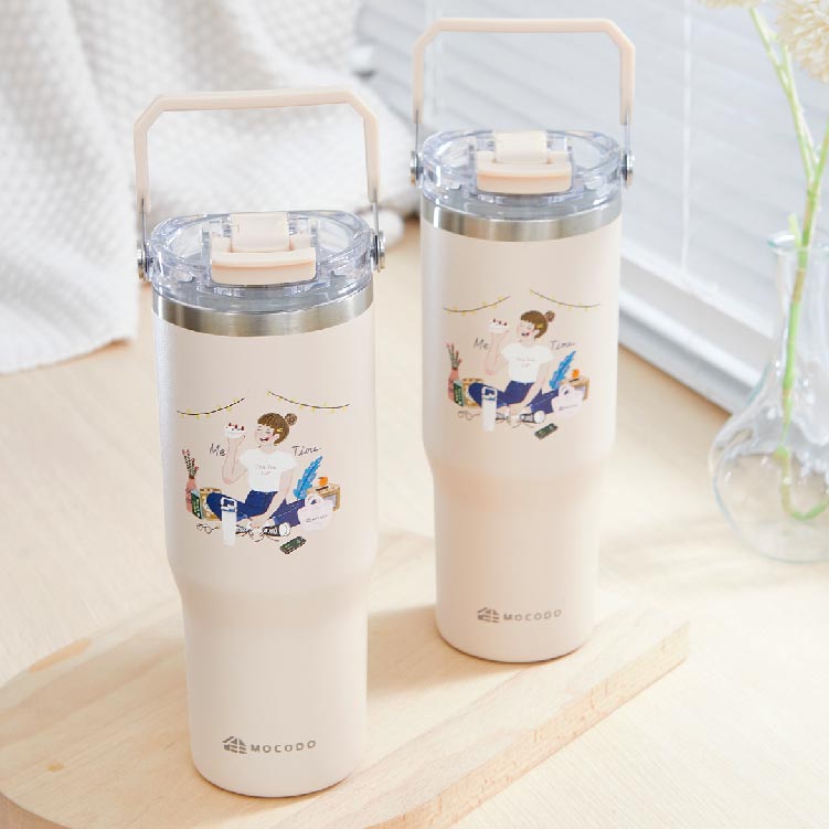 33_Original Women's Daily Life Illustrations x Banjiajia Ceramic Double Drink Cup <Oat Milk>, , large