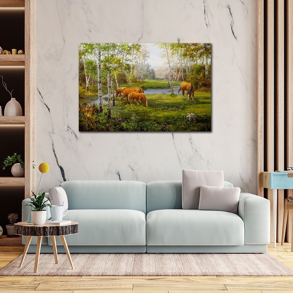 【御畫房】湖畔風光 國家一級畫師手繪油畫60&times;90cm(VF-15), , large