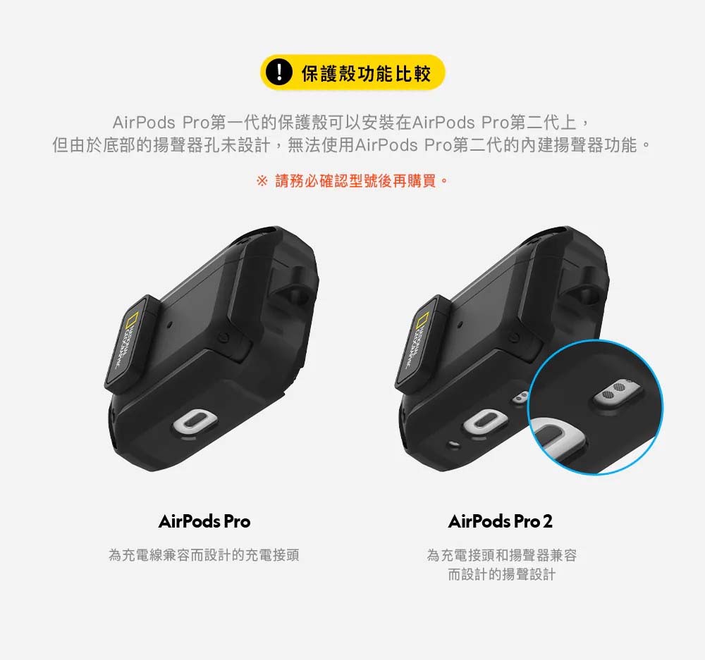 【山水之寶】國家地理 Airpods Pro3保護殼 卡扣式磁吸耳機保護殼 附扣環 原廠公司貨, , large