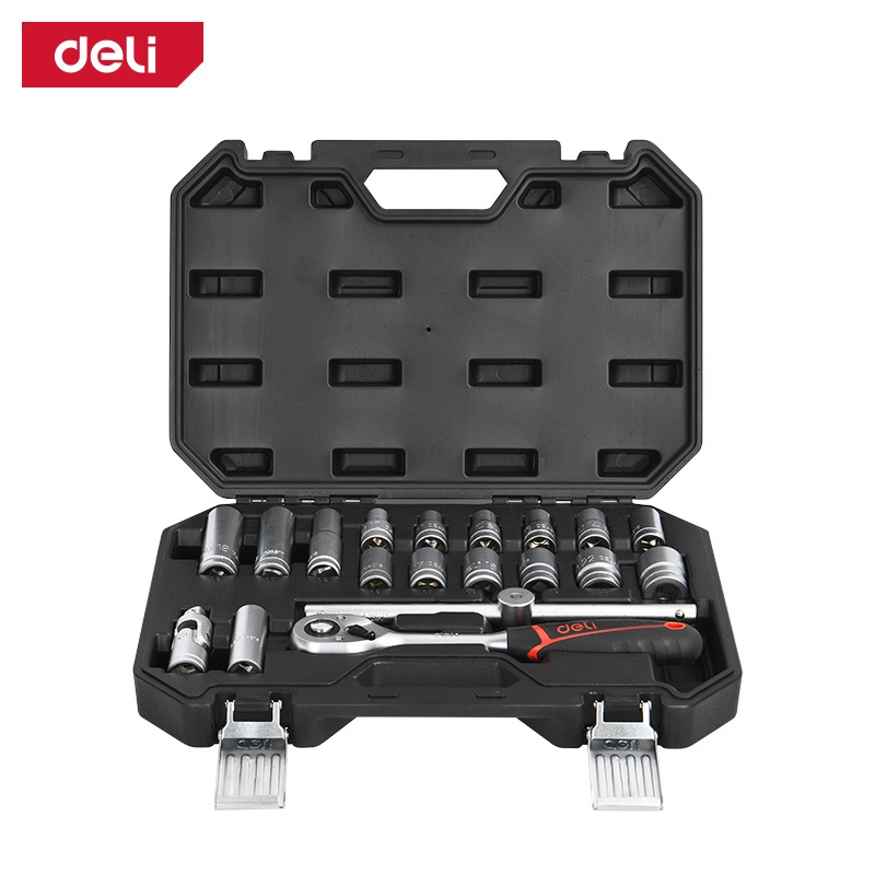 【deli tools】1/4 inch Socket Wrench Set 20PCS, , large
