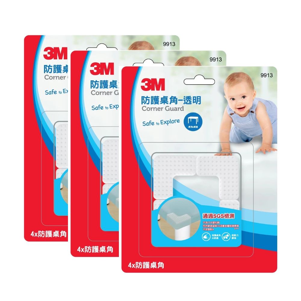 3M 安全防護桌角 透明色4入裝*3組, , large