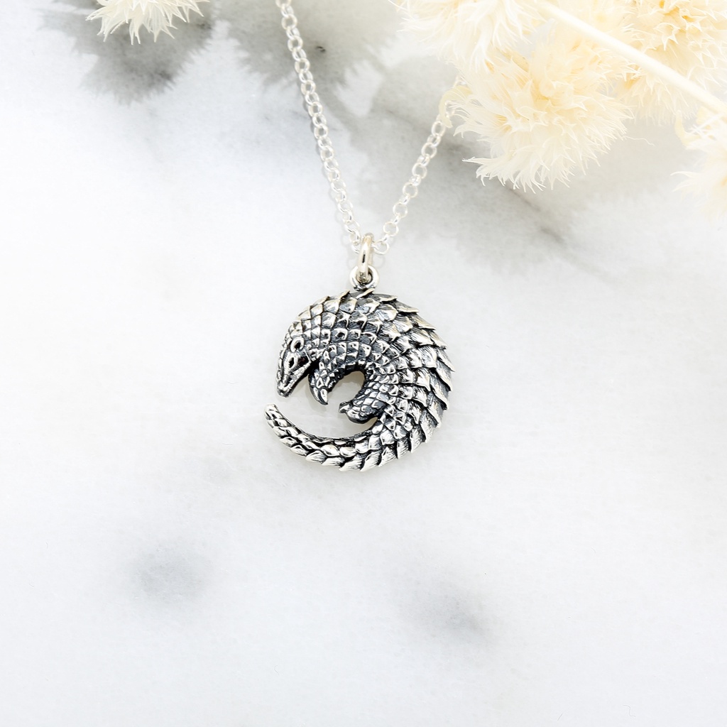 【Angel & Me】Cute Pangolin s925 sterling silver necklace Birthday gift, , large