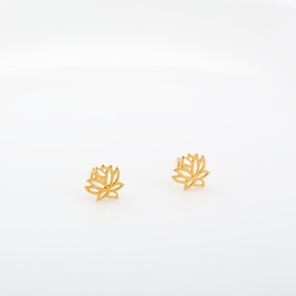 【Angel & Me】愛 蓮花 一對 s925 純銀 厚鍍24k純金 耳環 耳夾, , large