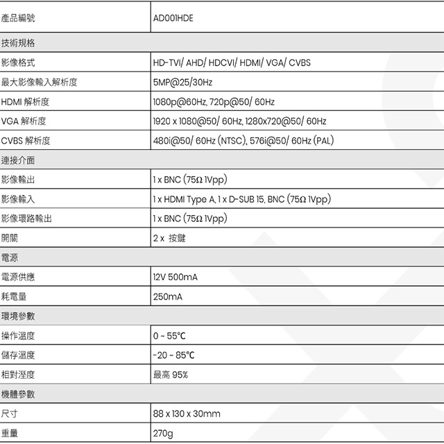 昌運監視器 AD001HDE 經濟型 高清影像訊號轉換器, , large