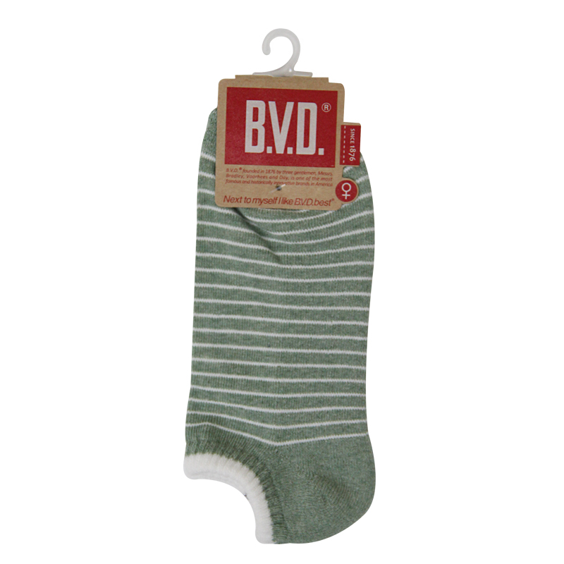 BVD條紋毛巾底女踝襪, , large