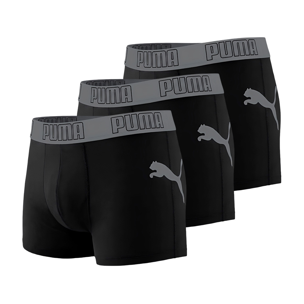 PUMA 平口內褲 3件組 彪馬 跳豹 男士內褲 平角內褲 四角內褲 彈力腰帶 貼合 不束縛 親膚 柔軟 彈性 舒適 701246693黑, , large