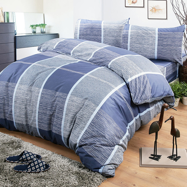 柔絲絨雙人加大四件式印花兩用被床包組, , large