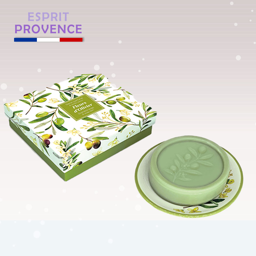 〔本野有限公司〕法國ESPRIT PROVENCE橄欖花香皂禮盒組(附陶盤)香皂100g  -1入組, , large