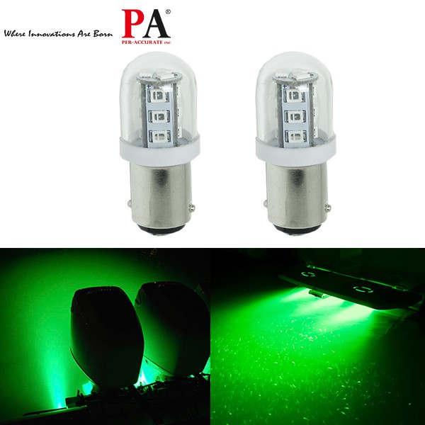 【PA LED】船用 9-32V BA15D 1142 15晶 2835 SMD LED 綠光 指示燈 警示燈 燈泡, , large
