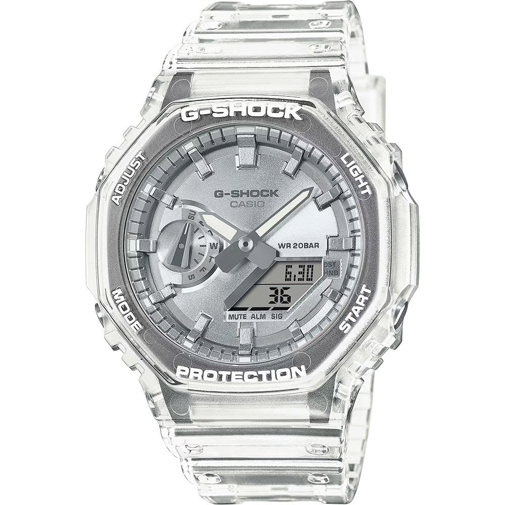 CASIO 卡西歐 G-SHOCK 半透明感 金屬蒸鍍工藝 雙顯電子錶 手錶 GA-2100BM-7A8, , large