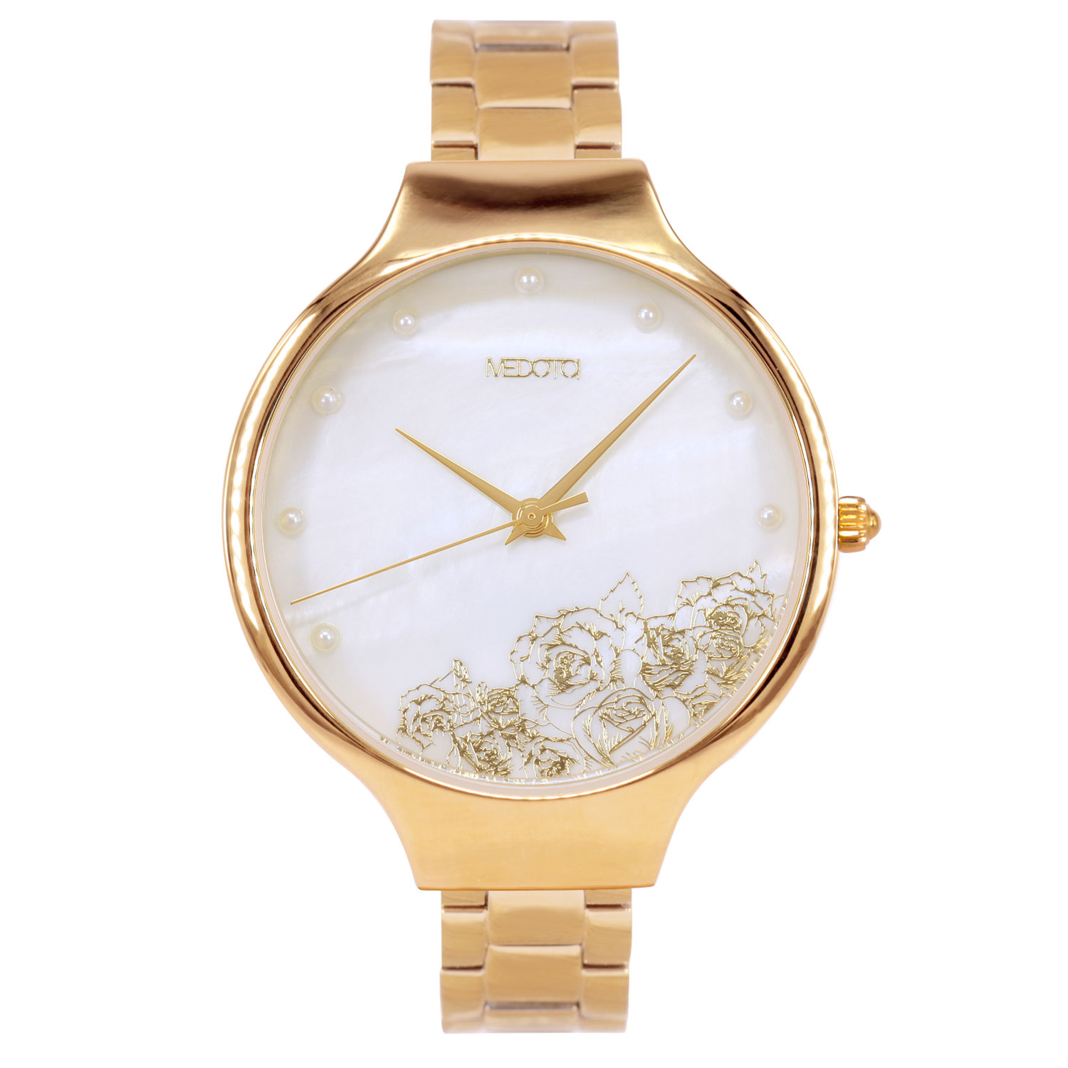 [MEDOTA] ELEGANT GLITTER Shell Surface Pearl And Rose Ladies Watch-Gold / EG-11402, , large