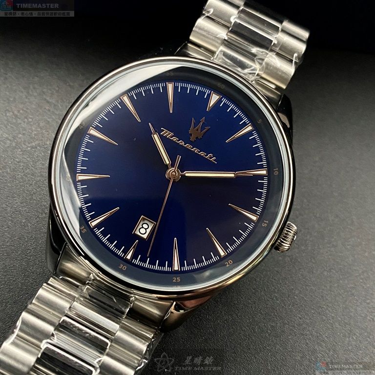 [星晴錶業]MASERATI手錶,46mm,R8853146002寶藍色錶面銀錶殼銀色精鋼錶帶款, , large