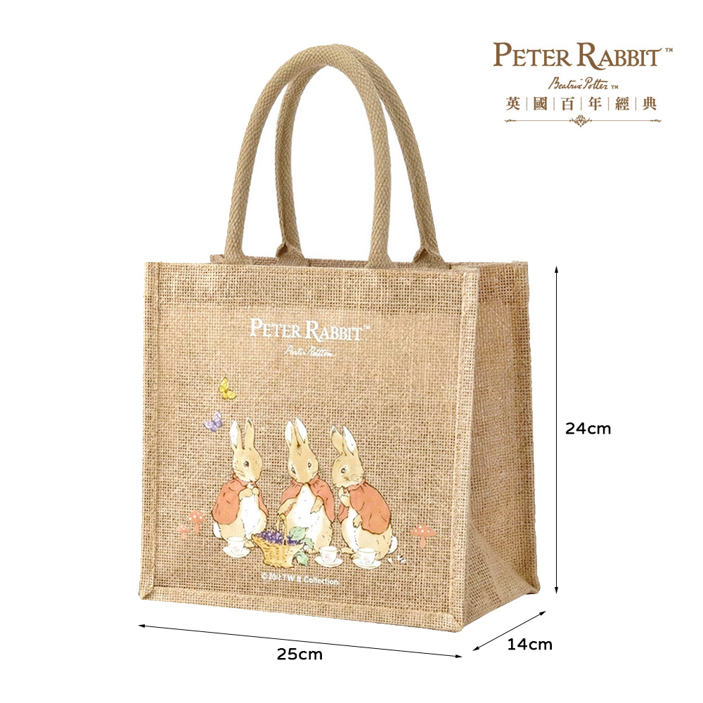 【世豐】PETER RABBIT 比得兔麻布手提袋 手提袋 購物袋 環保購物袋 手提包 通勤托特包 午餐袋 環保黃麻袋, , large