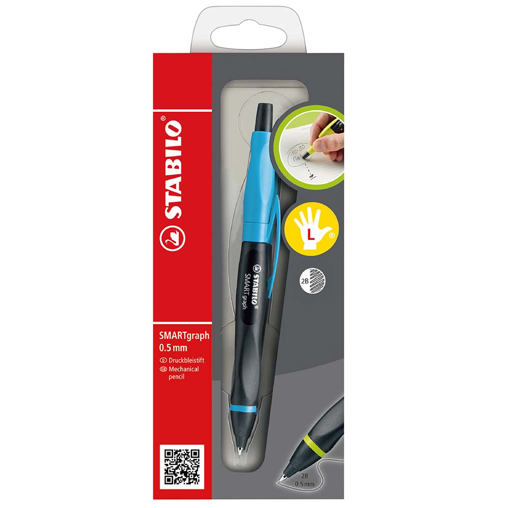 STABILO 德國 思筆樂 SMARTgraph 智能樂人體工學自動鉛筆 藍/黑桿2B左手用 /支 ST1841/2-12B, , large