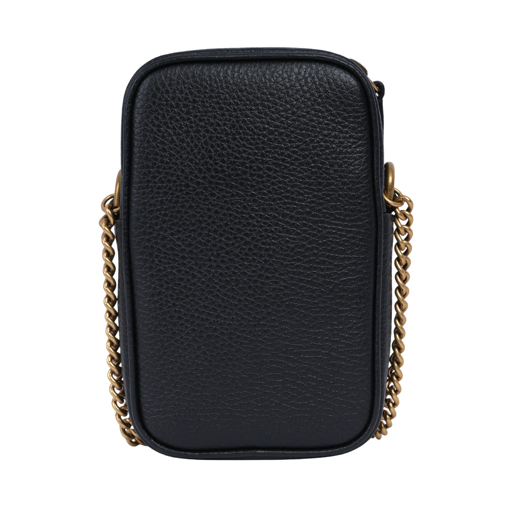 GUCCI Marmont 金色粒紋牛皮拉鍊手機包/鍊包/黑色, , large