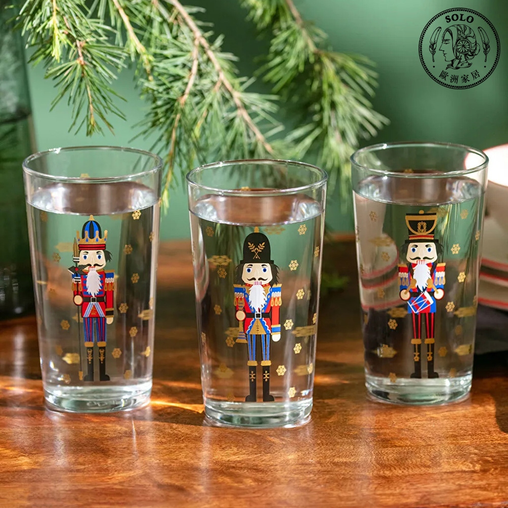 【SOLO Vintage】LCW Home 570ml Nutcracker Glass Cup Set of 3 Water Cup Juice Cup Made in Turkey, , large