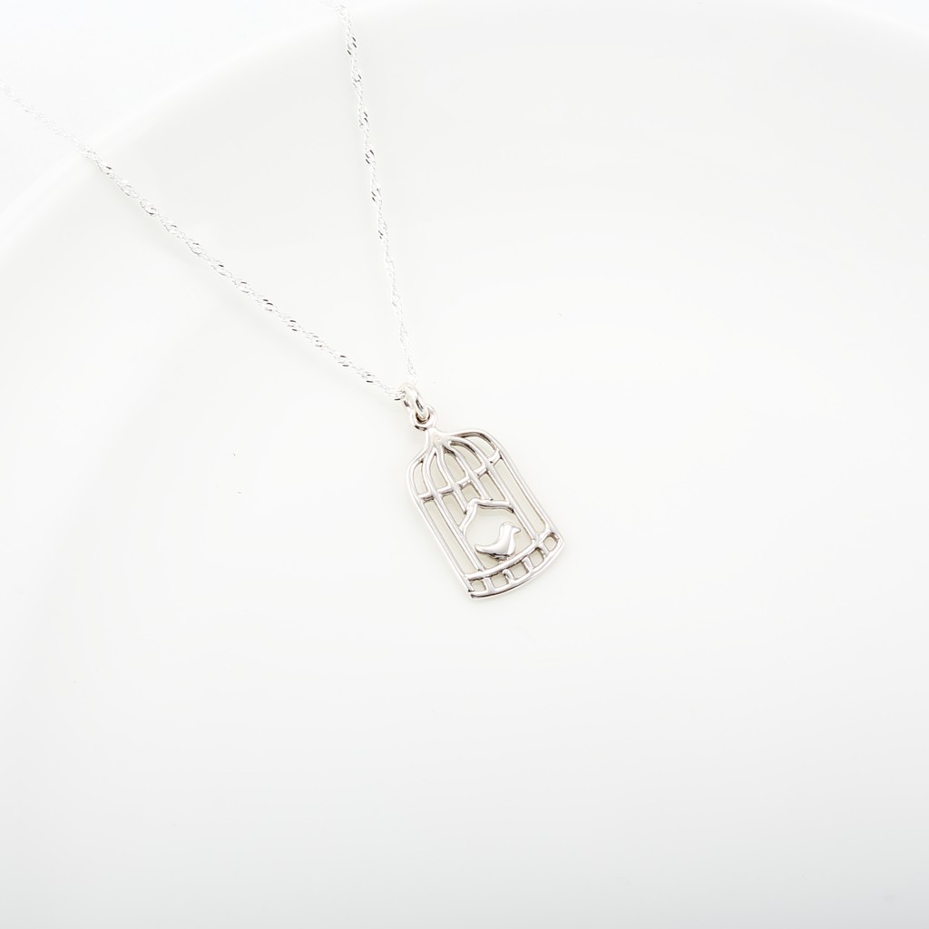 【Angel & Me】Bird in a cage s925 sterling silver necklace Valentine Day gift, , large
