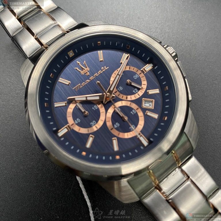 [星晴錶業]MASERATI手錶,44mm,R8873621008寶藍色錶面銀錶殼銀色精鋼錶帶款, , large