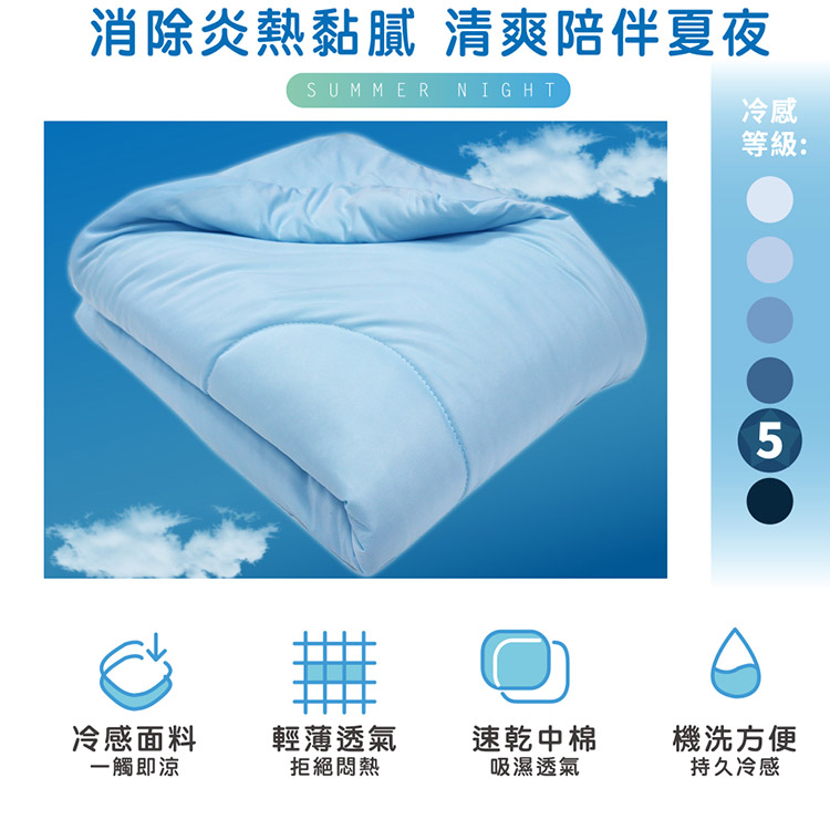 【多利寶寢具】Victoria_涼感紗銀離子冰冰被-天空藍, , large