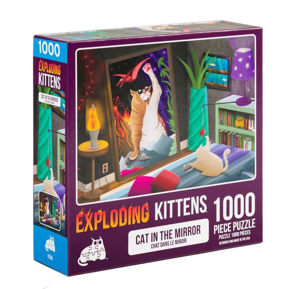 【Asmodee】爆炸貓 1000片拼圖：鏡中貓咪 英文版｜Exploding Kittens Puzzle｜惡搞插畫拼圖, , large