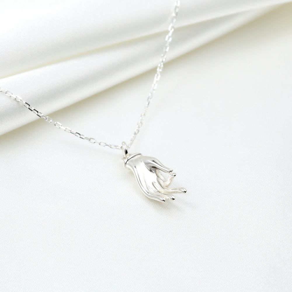 【Angel & Me】Buddha Guardian Hand s925 sterling silver necklace Birthday gift, , large