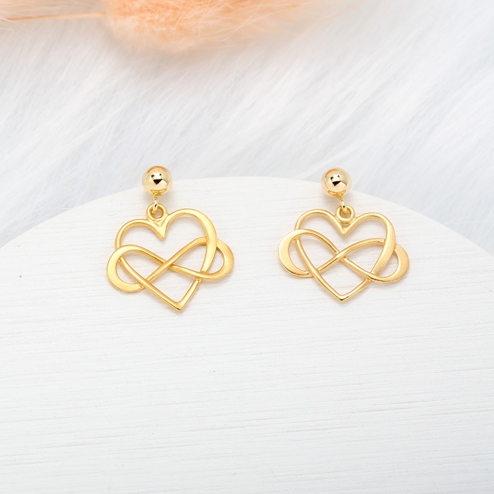 【Angel & Me】Endless love s925 sterling silver 24k gold plated earrings gift, , large