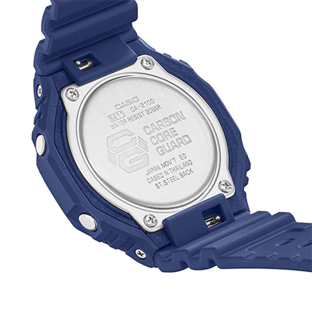 CASIO 卡西歐 G-SHOCK 耐衝擊八角雙顯電子錶-藍 GA-2100-2A, , large