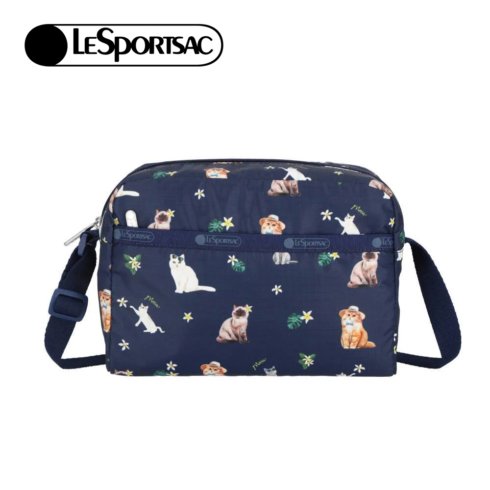 Lesportsac Daniella Crossbody 拉鍊斜背包 側背包 通勤隨身包 送禮 禮物 推薦 女包(熱帶度假貓咪)L261-2434PB-HF95, , large
