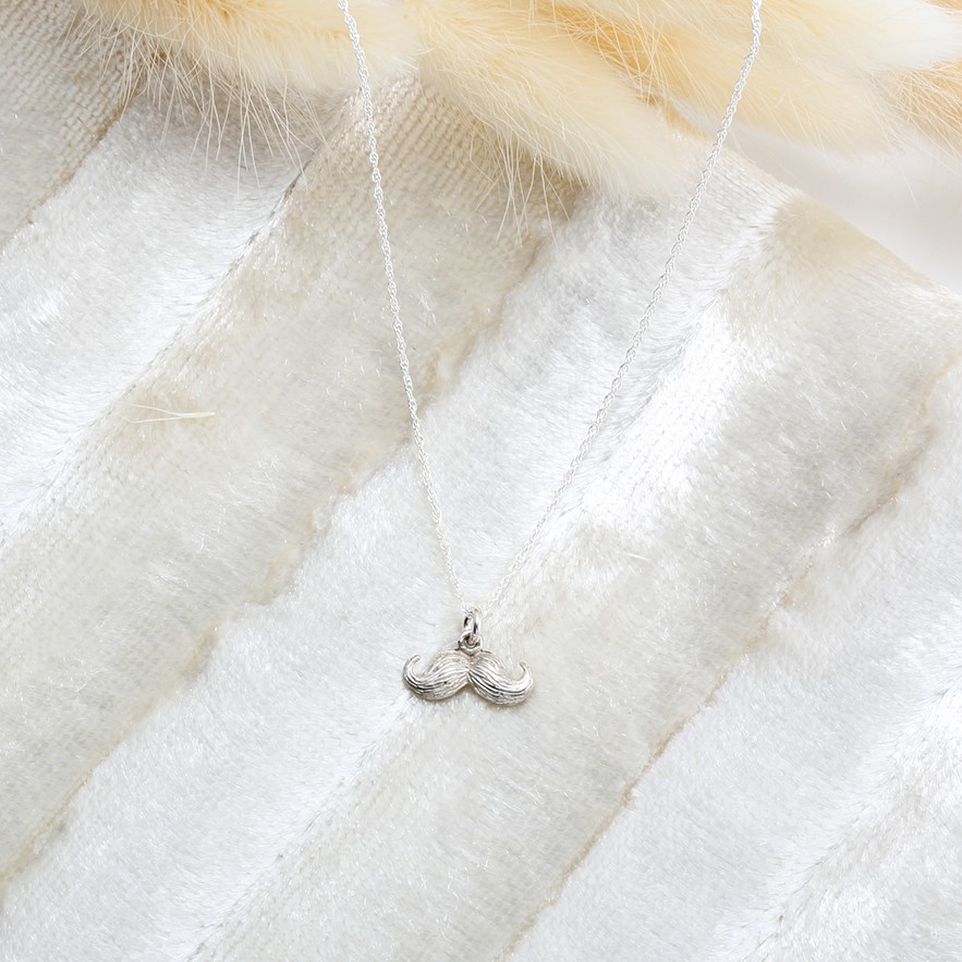 【Angel & Me】Handlebar Mustache s925 sterling silver necklace Valentine Day gift, , large