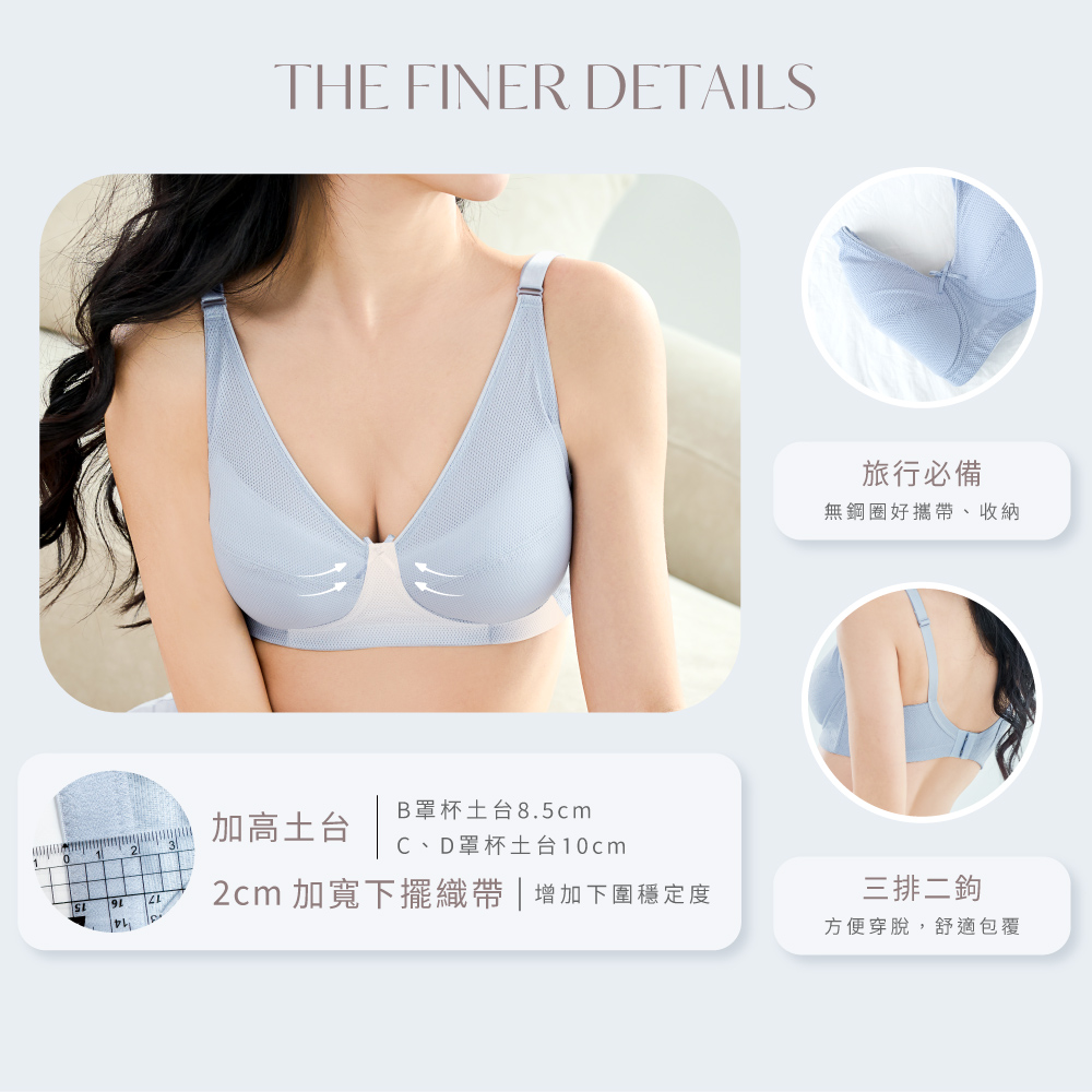 【Clany可蘭霓】台灣製Coolplus極薄透氣無鋼圈全罩BCD內衣 8055-52 藍色, , large