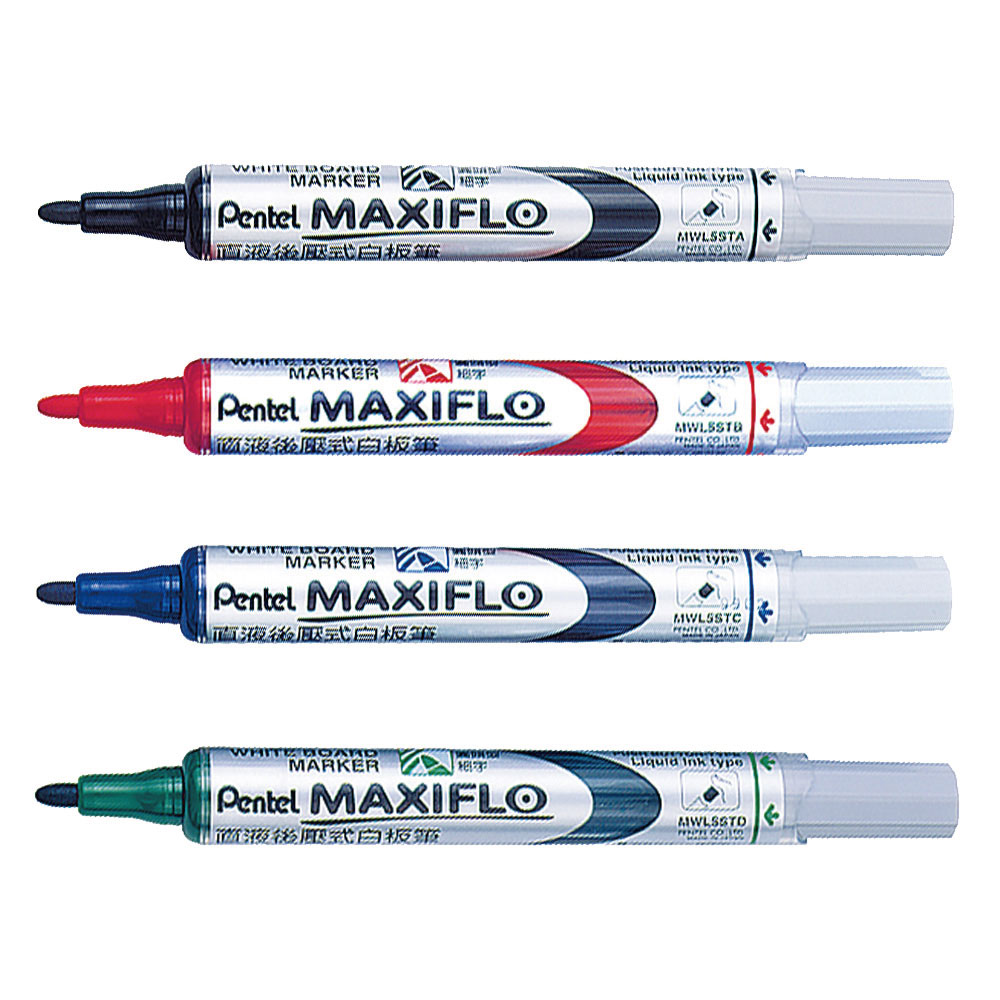 【Pentel 飛龍】後壓式白板筆 細字圓頭 1.5mm 36支/件 MWL5S - 紅, , large