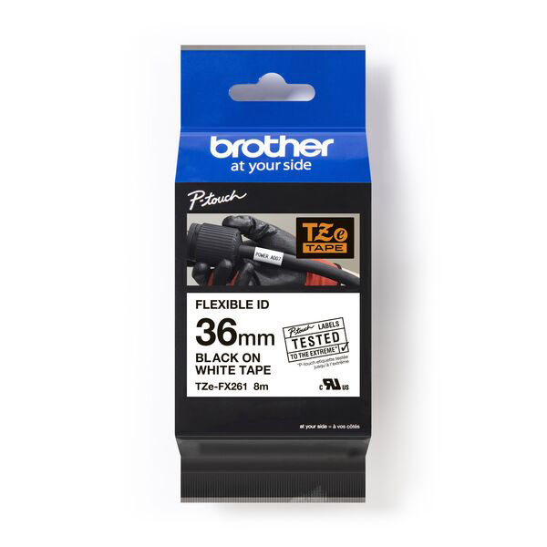 【 BROTHER】兄弟牌  白底黑字 36mmx8M 抗凍(可彎曲)標籤帶/ 包 TZe-FX261, , large