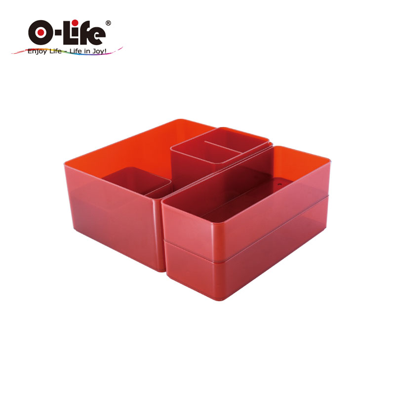 【O-Life】B-015 stacking storage box-white 5-piece set, , large