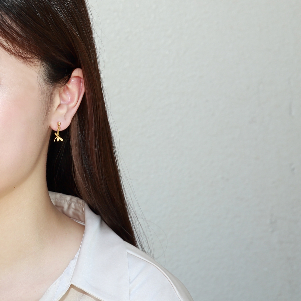 【Angel & Me】Dragonfly s925 sterling silver 24k gold plated earrings gift, , large
