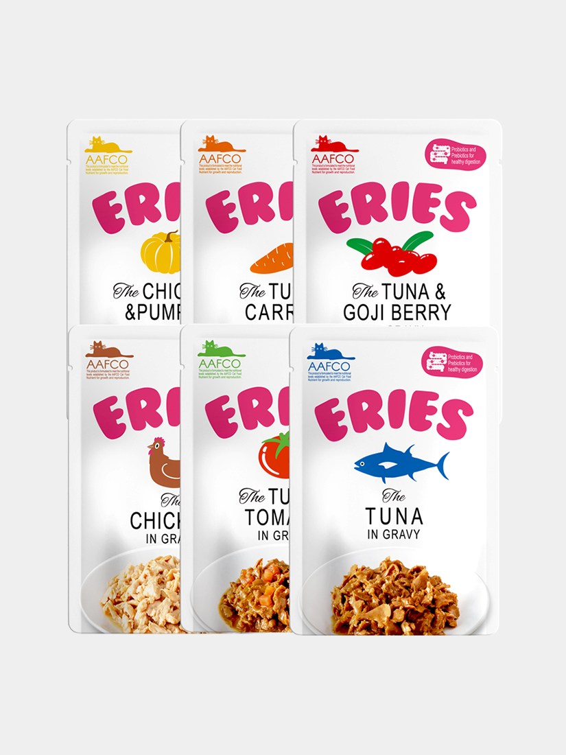 【拉拉寵物小舖】Eries 伊瑞思 貓主食餐包 80g*12包 法麗 好肚肚益生元系列, , large