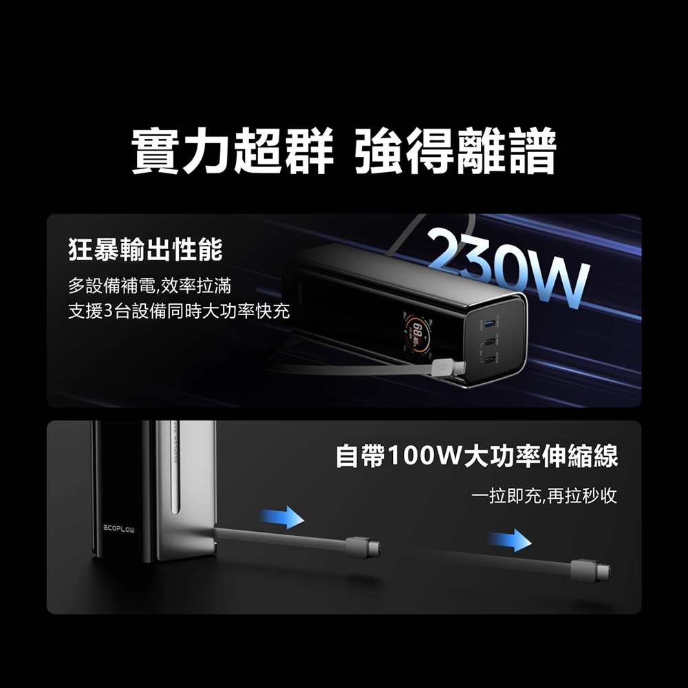 EcoFlow RAPID RPO EFHB100 230W 20000mAh Power Bank Built-in Cable, , large