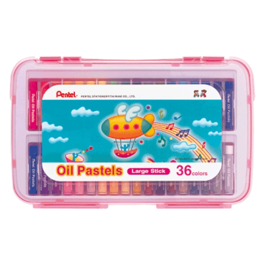 Pentel 飛龍文具 特大粉蠟筆PP盒 (GHTP)24色 GHTP-24, , large
