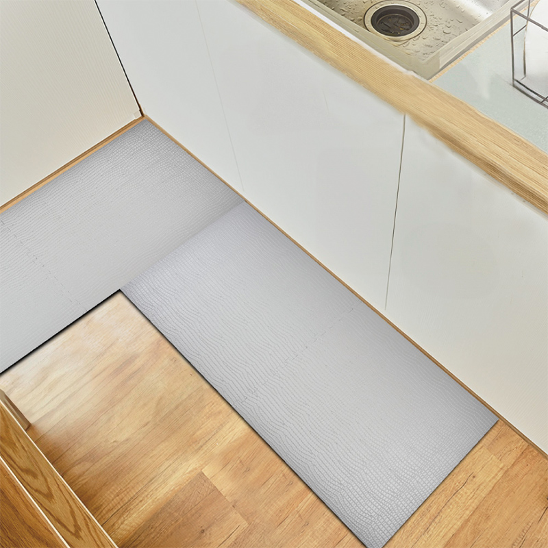 【Monster】 Free-Combination Stress-Relief Leather Kitchen Mat (50x40cm) &ndash; Cool Rock Gray, Set of 2, , large