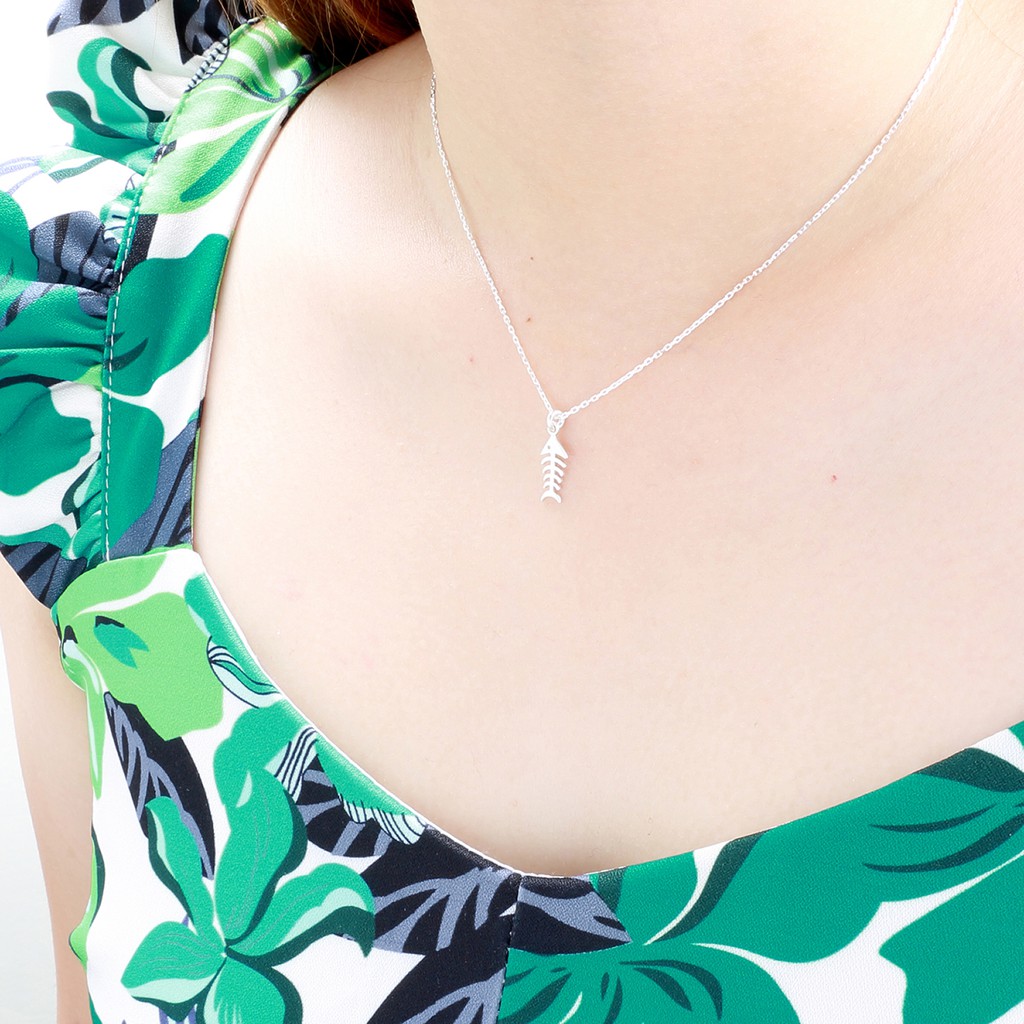 【Angel & Me】Lucky Fish Fishbone s925 sterling silver necklace Valentine Day gift, , large