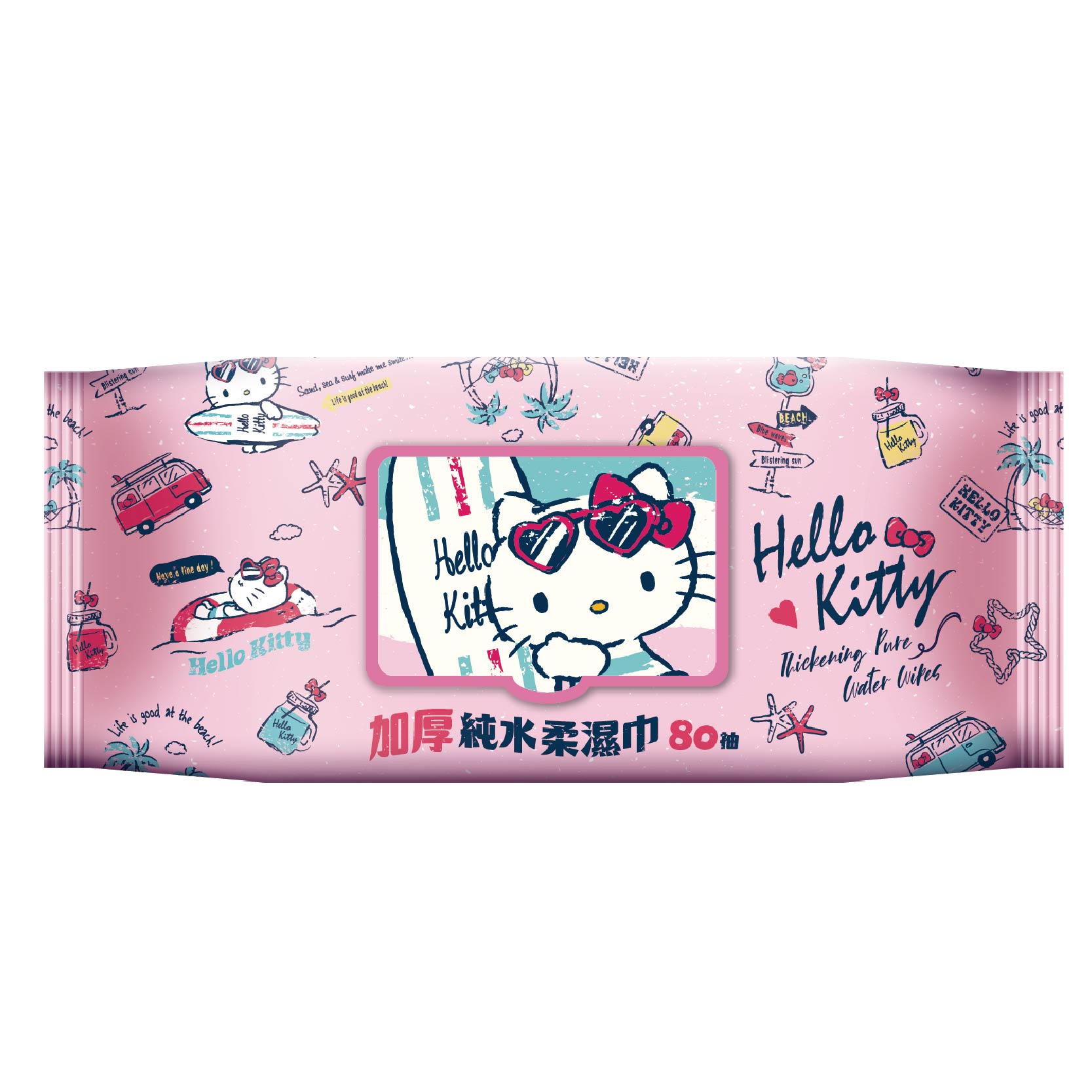 [寶富華]加蓋Hello Kitty加厚純水柔濕巾80抽, , large