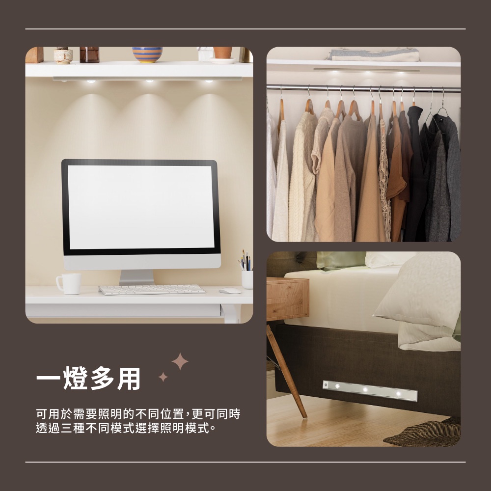 LED智慧磁吸感應燈 動態人體感應燈 超薄型 USB充電 節能省電, , large