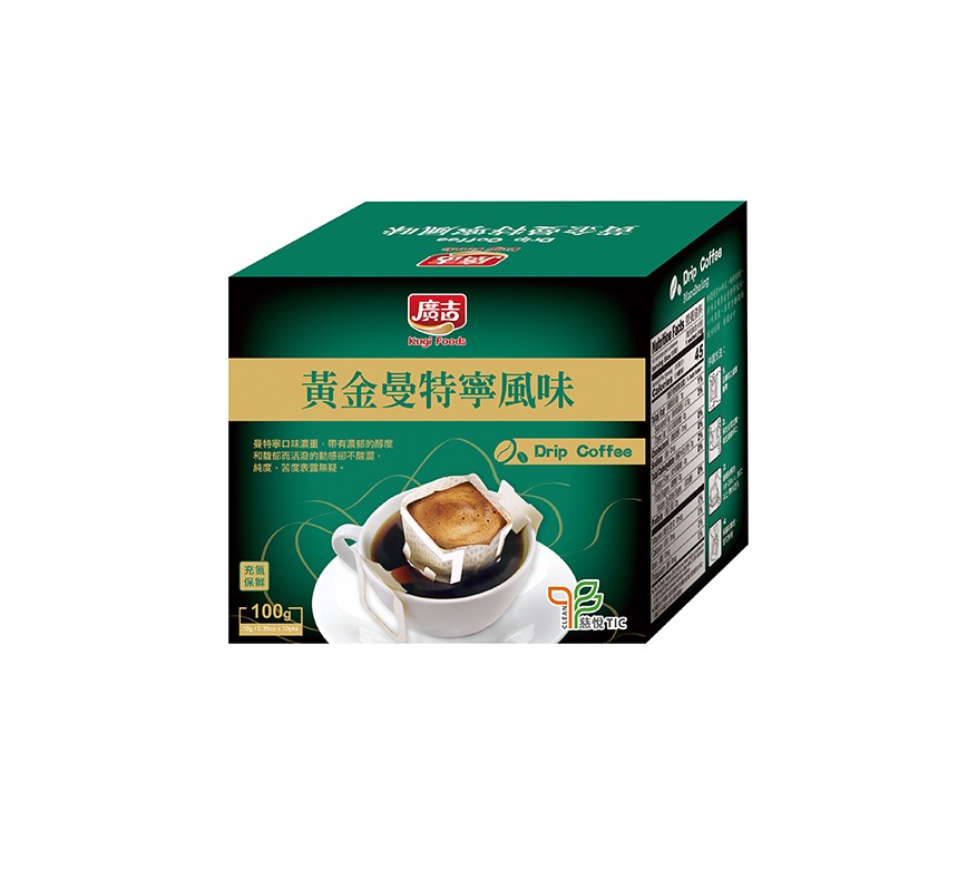 【廣吉】 濾掛咖啡-黃金曼特寧風味100g（10入）, , large