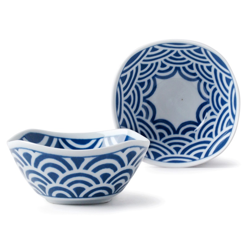 [豐名日本餐具] 3.0"輕量四圓角井 青海波 有田燒 / C03DB4-50-BB, , large