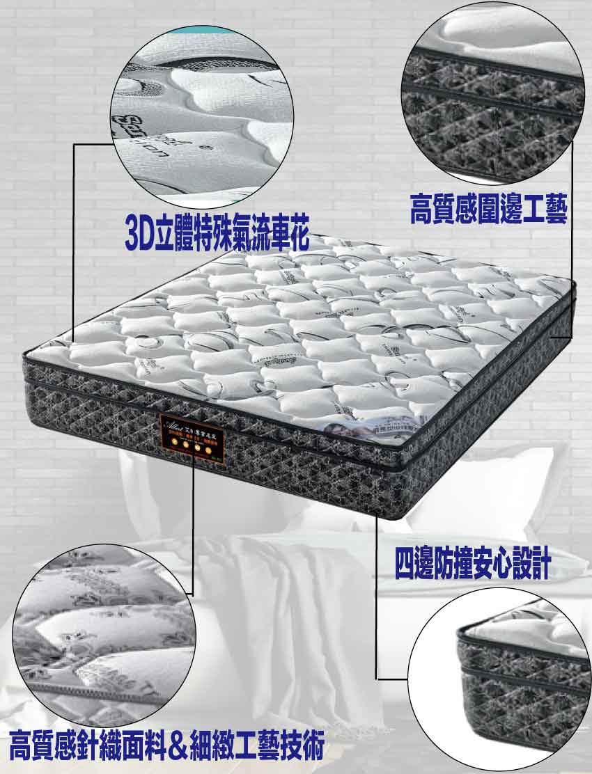 【文創集】 3D抗菌舒活獨立筒床墊-3.5尺單人, , large