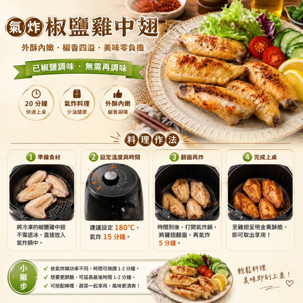 赤豪家庭私廚 椒鹽鮮嫩雞中翅1包(500g&plusmn;10%/包)_任選, , large