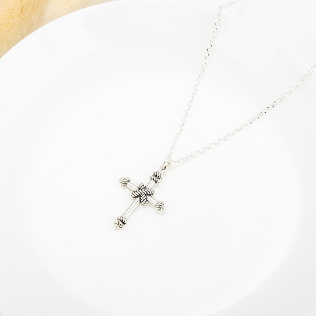 【Angel & Me】Cross knot Cross s925 sterling silver necklace Birthday gift, , large