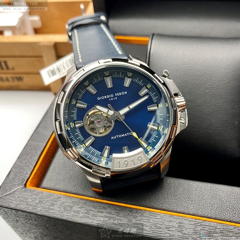 [星晴錶業]GiorgioFedon1919手錶,46mm,GF00049寶藍色錶面銀錶殼寶藍真皮皮革錶帶款, , large