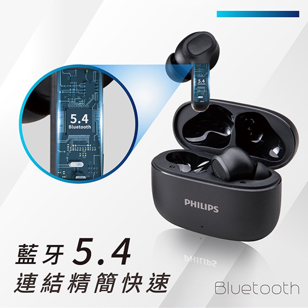 PHILIPS TAT1109 Strong Bass Bluetooth Headphones 24-Hour Playback AI Microphone Waterproof and Sweat Resistant Black/White, , large