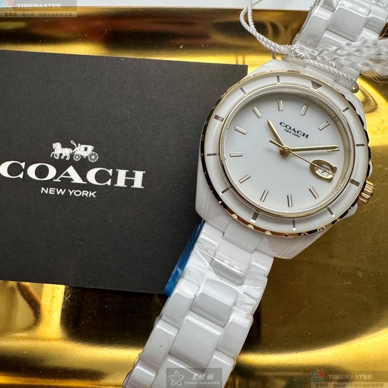 [星晴錶業]COACH手錶,34mm,CH00270白色錶面白錶殼白陶瓷錶帶款, , large